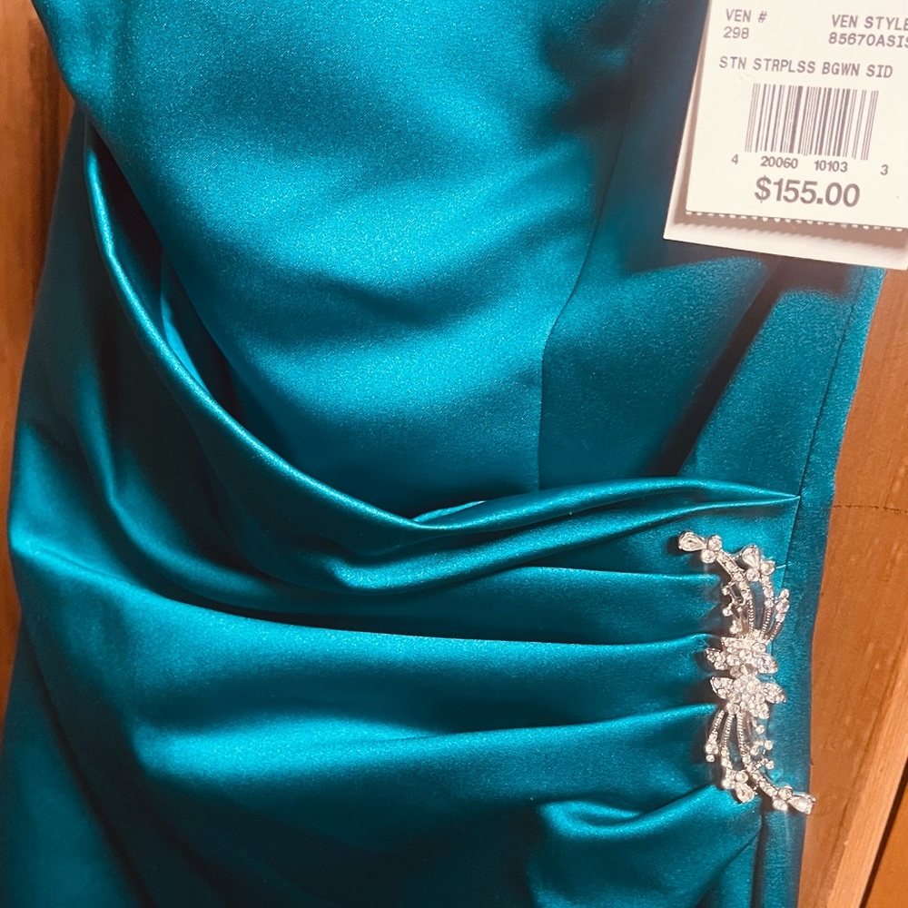 NWT-Elegant Teal Strapless Dress-Size 2